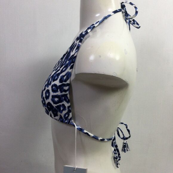 Calme Womens Tiger String Bikini Top Animal Print Stretch Blue White Size S NWT - Picture 7 of 15